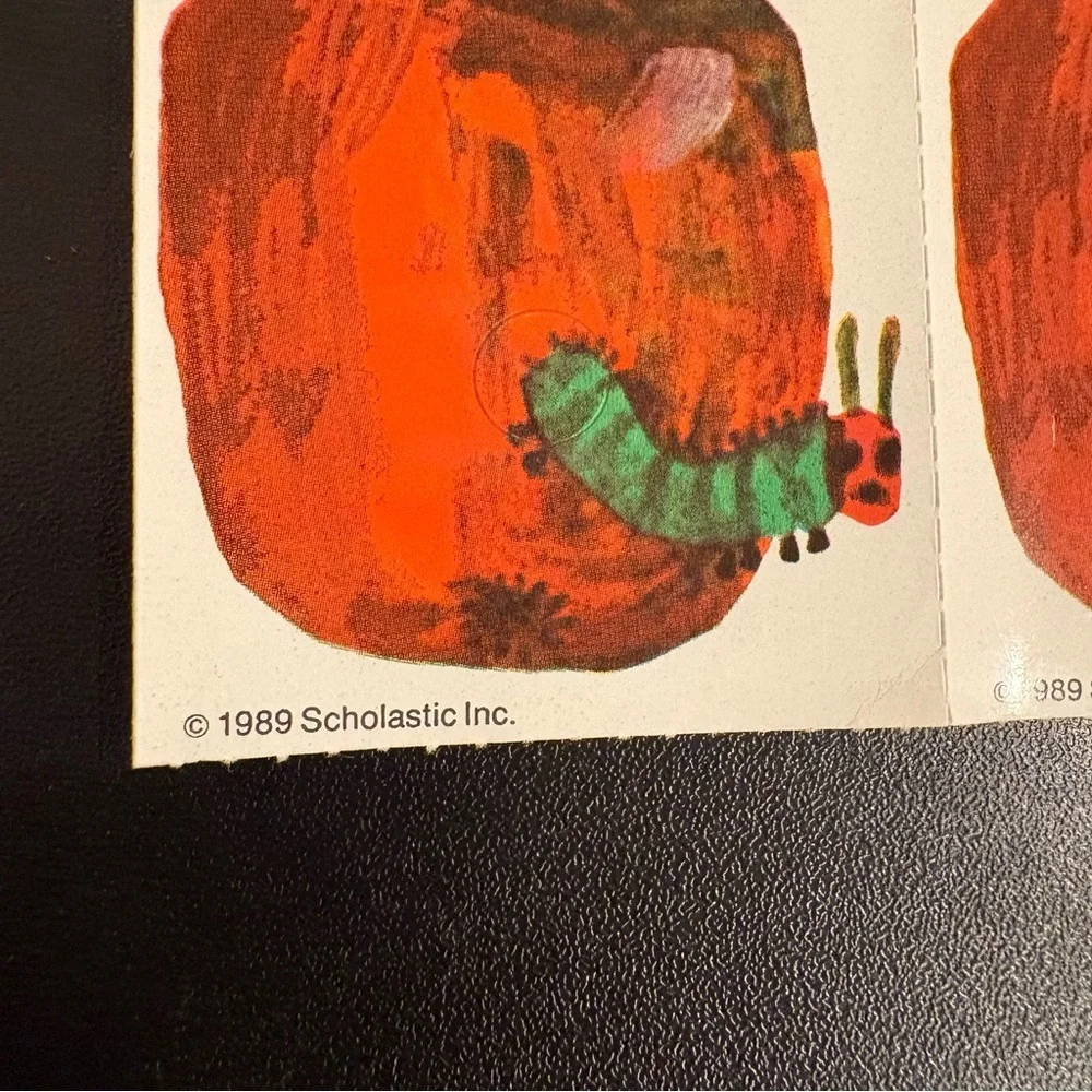 2 Vintage Scholastic 1989 The Very Hungry Caterpillar Stickers